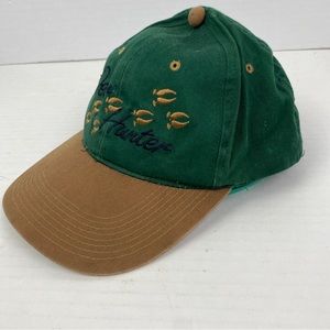 Vintage Deer Hunter Hat Cap Green Brown Track Hooves Signaturer Hunting One Size